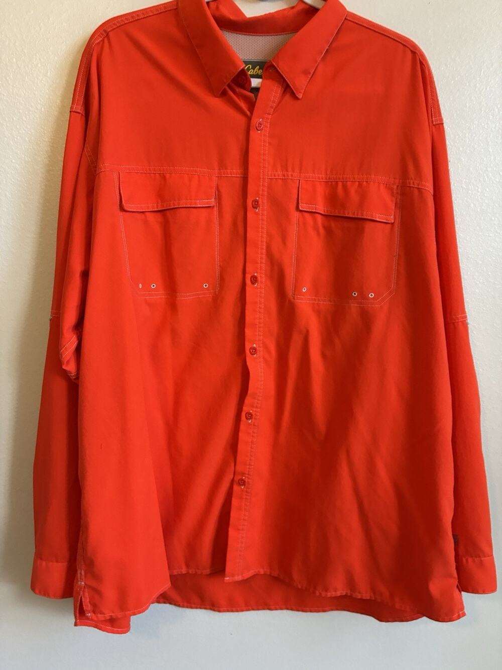 Cabelas Safety Orange Hunting Fishing Shirt XL Bright Nautical Gorpcore Outdoor